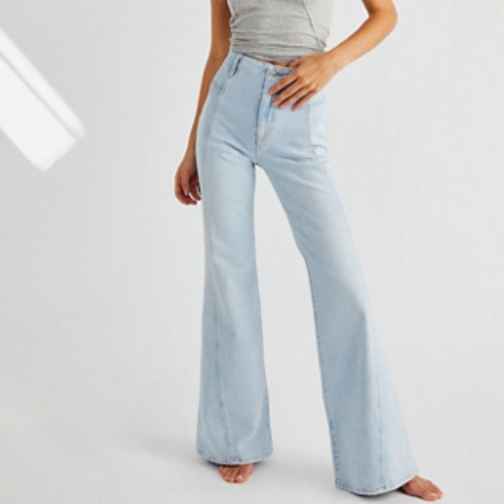 Free People Light Blue Flare Jeans